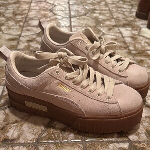 PUMA Women's Suede Platform Sneakers - Beige and Brown